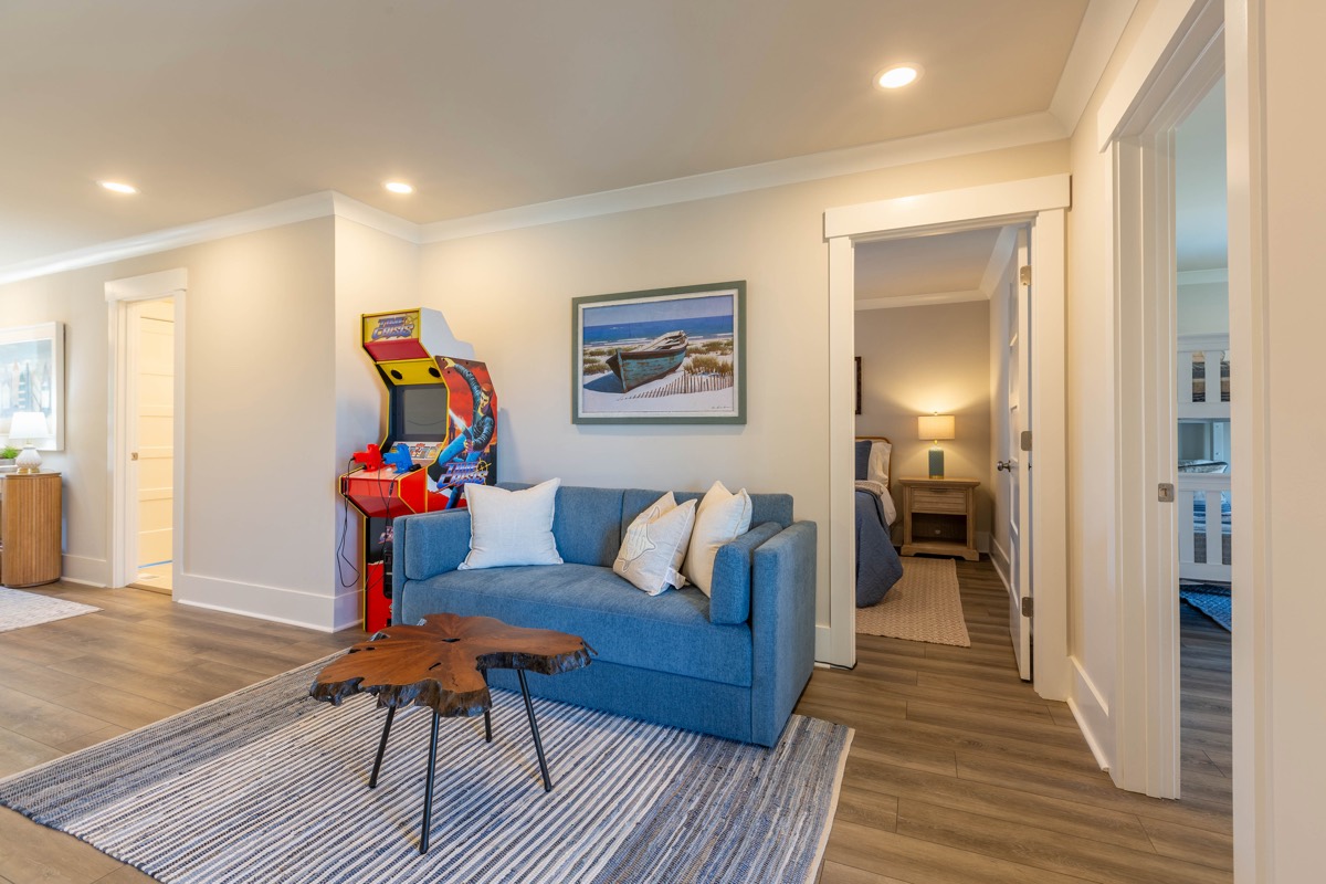 Game room lounge with arcade machine